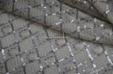 120 Grams Sequins and Thread Diamond Lattice pattern on Dyeable Viscose Georgette Fabric 44inch
